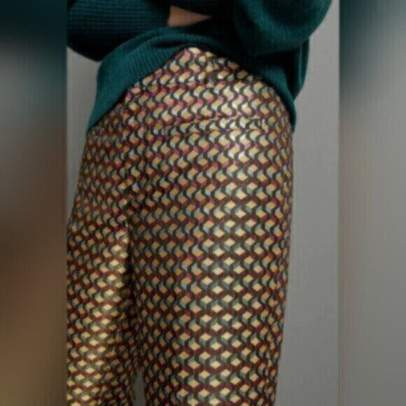 Anthropologie Slim Straight Leg Pants Metallic Trousers Size 8 - Picture 4 of 6